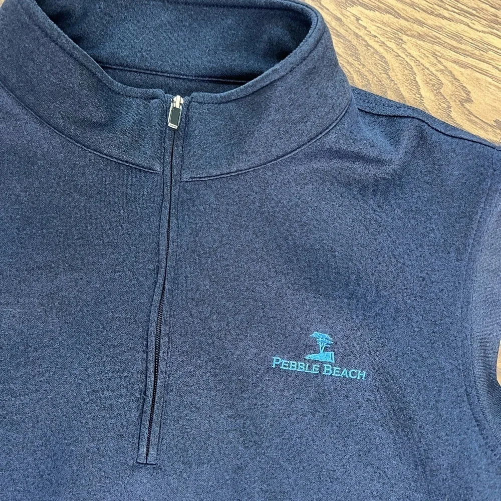 Pebble Beach Mens Size M Sleeveless 1/4 Zip Golf Vest Navy Blue Heather XL